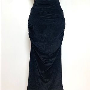 James Perse Ruched Velvet Pencil Skirt